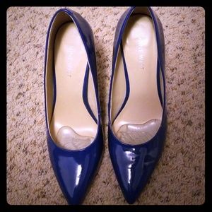 Nine West Blue Patent Pumps